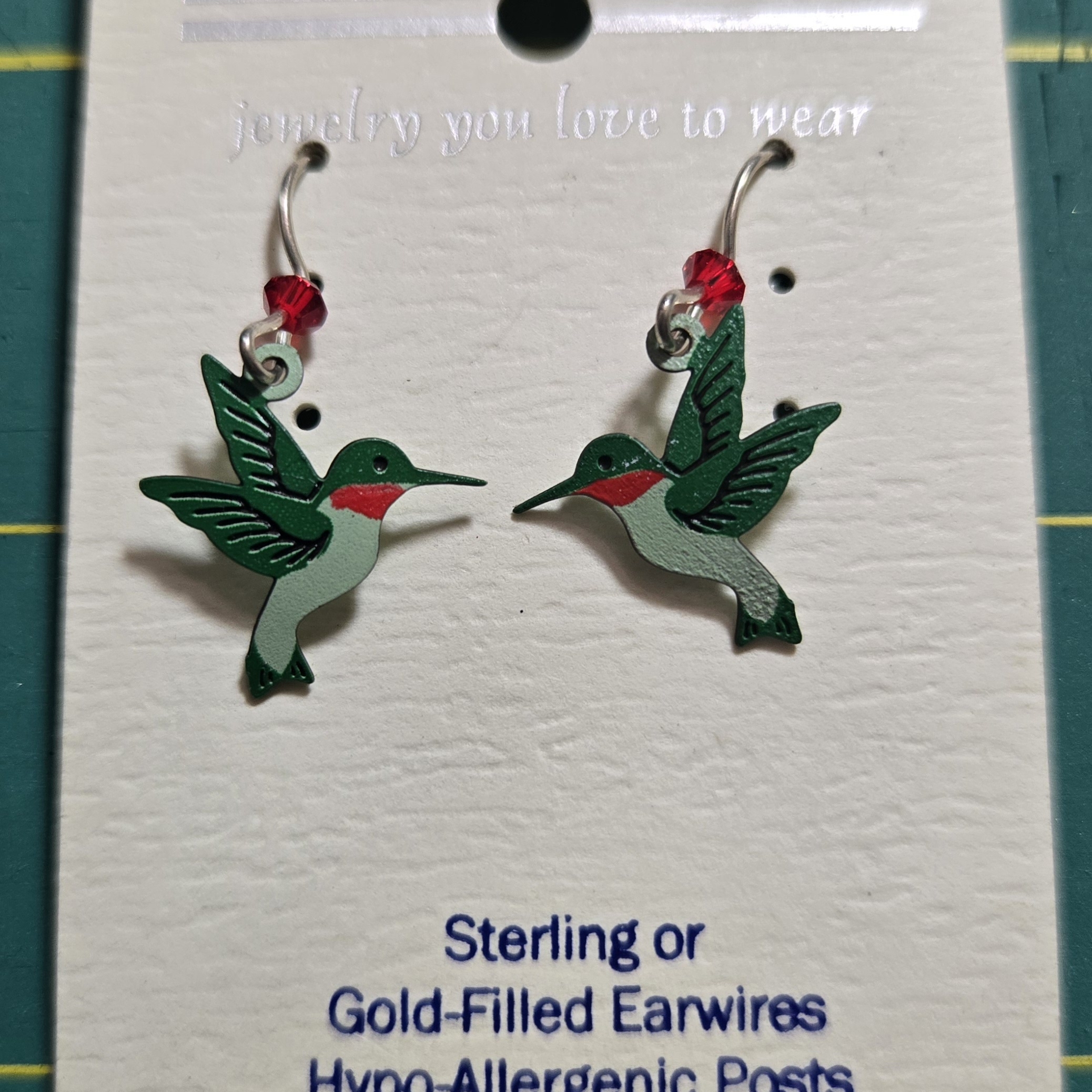 Sienna Sky Hummingbird Earrings With Red And Green Accents